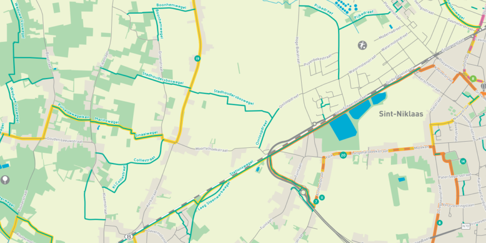 Uitsnede tragewegenkaart Sint-Niklaas