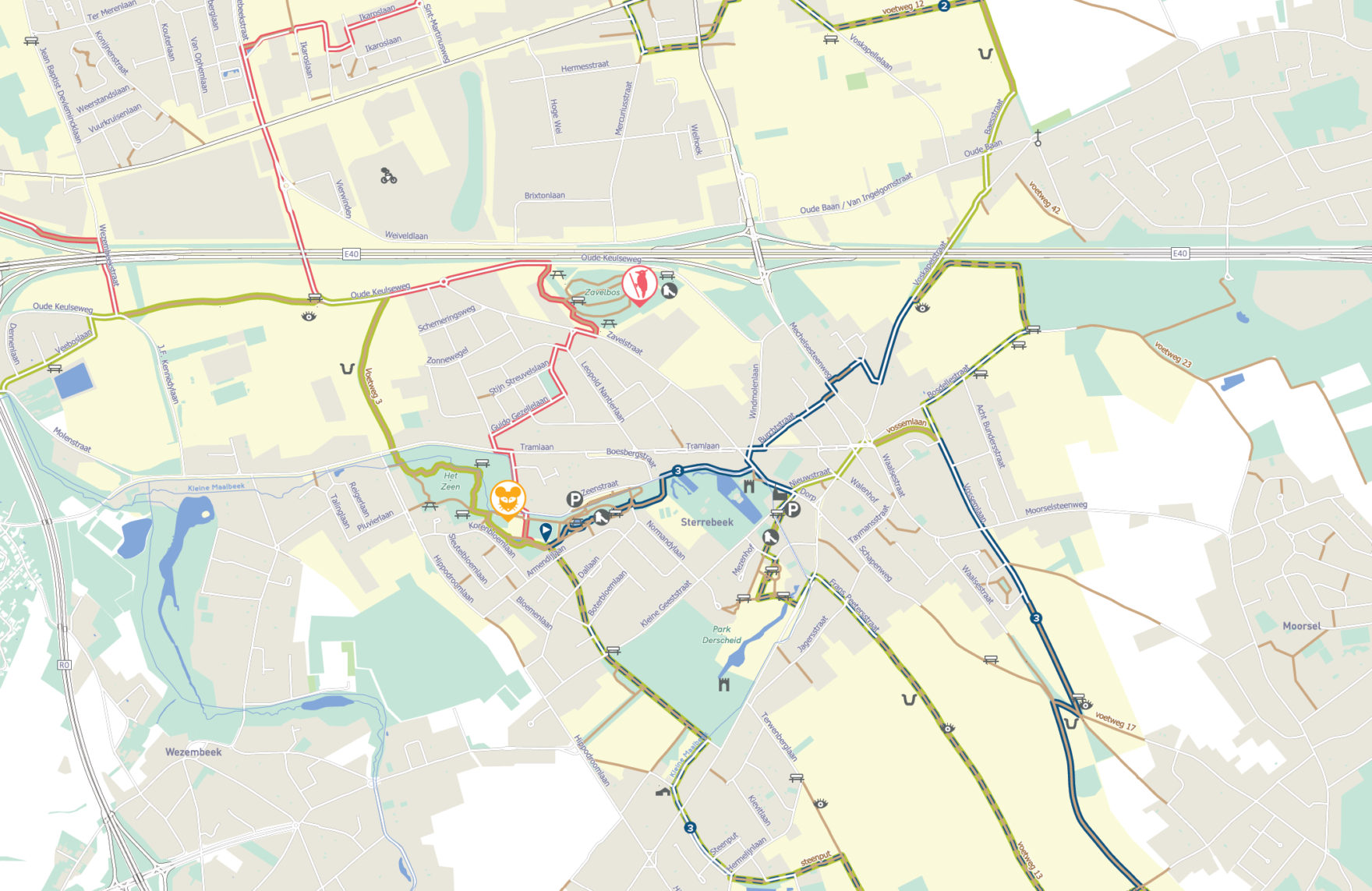 Uitsnede wandelkaart